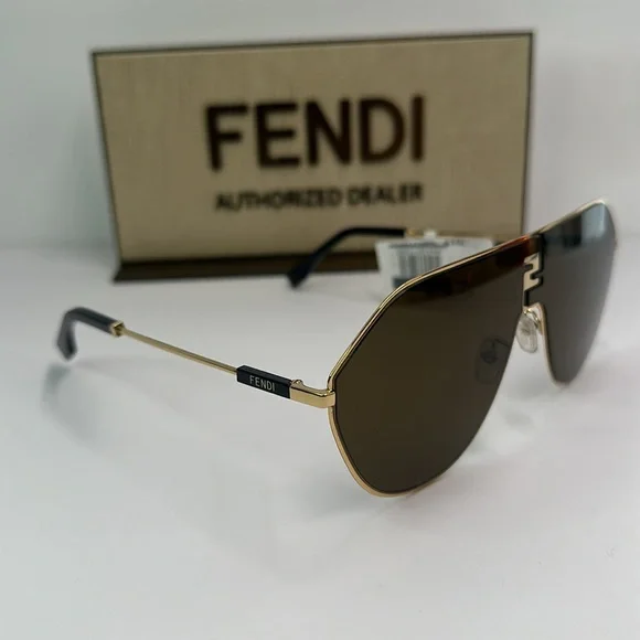 New Authentic Fendi Brown Pilot Unisex Sunglasses FE40080U 30E 65. - Picture 6 of 16